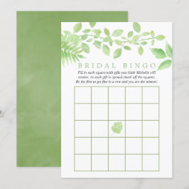 Convites Watercolor Greenery Chá de panela Bingo