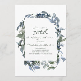 Convites Watercolor Greenery deixa 70 feminino Aniversário