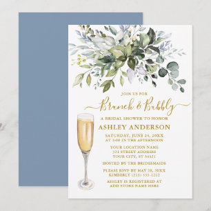 Convites Watercolor Greenery Dusty Brunch Borracha Dourada