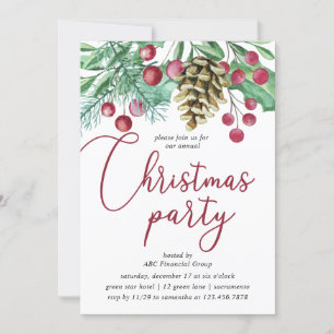 Convites Watercolor Greenery E Berries Festa De Natal