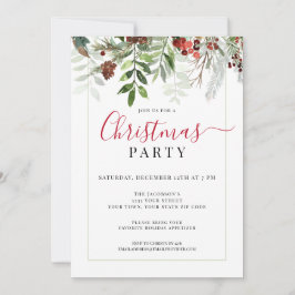 Convites Watercolor Greenery Festa Floral de Natal