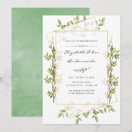 Convites Watercolor Greenery Geométrico Bridesmaids Luncheo