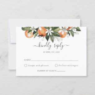 Convites Watercolor Greenery Orange Blossom Casamento RSVP