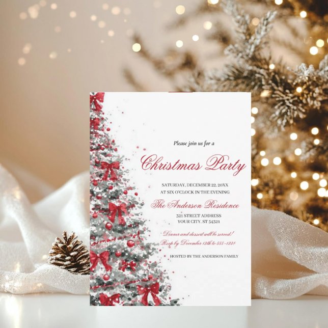 Convites Watercolor Greenery Red Berries Christmas Party (Criador carregado)