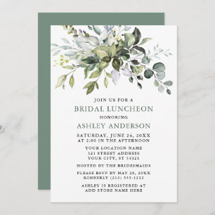 Convites Watercolor Greenery Sage Green Bridal