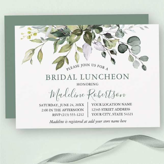 Convites Watercolor Greenery Sage Green Bridal (Criador carregado)