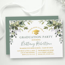 Watercolor Greenery Sage Partido do Formando Verde