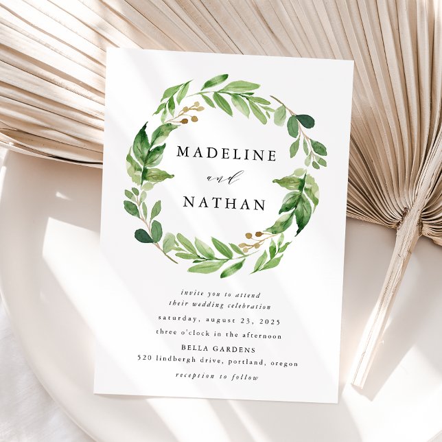 Convites Watercolor Greenery Weath (Criador carregado)