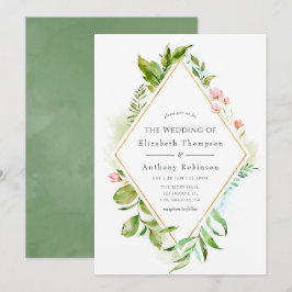 Convites Watercolor Greenery Wedding