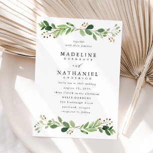 Convites Watercolor Greenery Wedding