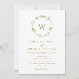 Convites Watercolor Greenery Wreath Weditation