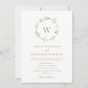 Convites Watercolor Greenery Wreath Weditation