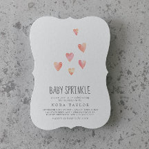 Watercolor Hearts Girl Sprinkle Invitation