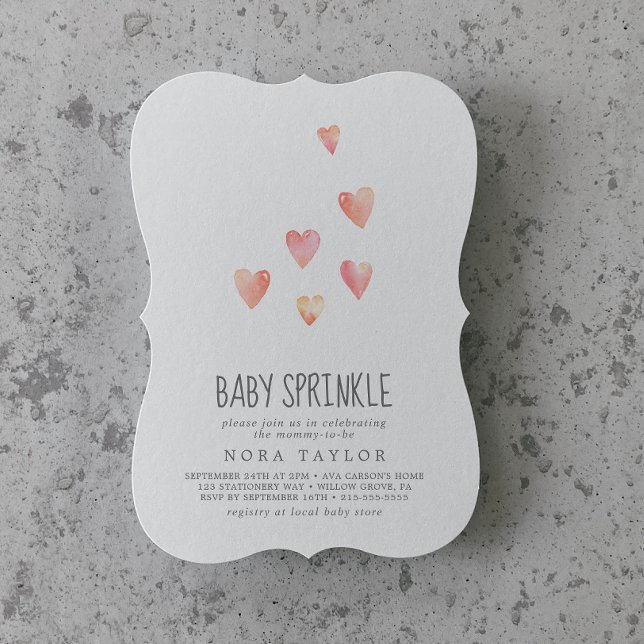Convites Watercolor Hearts Girl Sprinkle Invitation (Criador carregado)