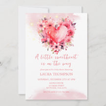 Watercolor Hearts Little Sweetheart Chá de fraldas