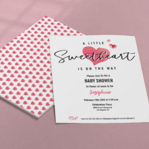 Convites Watercolor Hearts Little Sweetheart Chá de fraldas