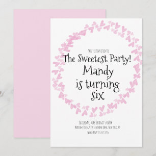 Convites Watercolor Hearts Stamp Wreath Birthday