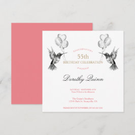 Convites Watercolor Hummingbird e Balões Aniversário