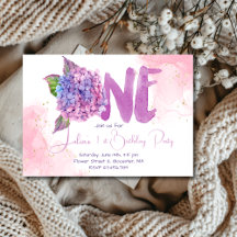 Watercolor hydrangea Primeiro Aniversário