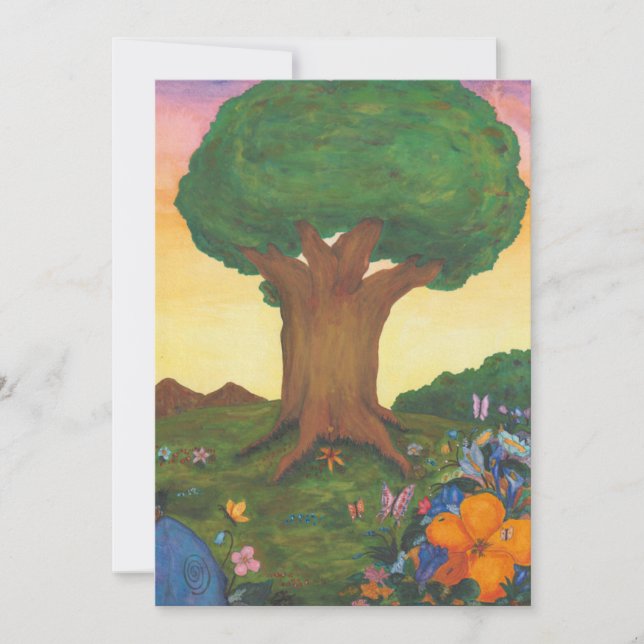 Convites Watercolor Illustration Tree Life Fantasy Art Love (Frente)