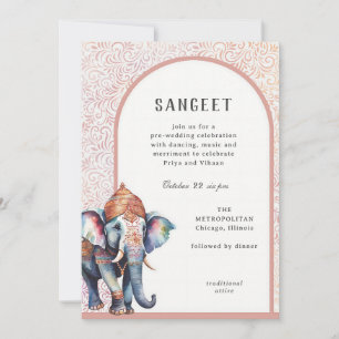 Convites Watercolor Indian Wedphant Elephant Sangeet