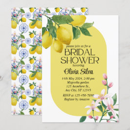 Convites Watercolor Italiana Lemon Azulejo Bridalshower