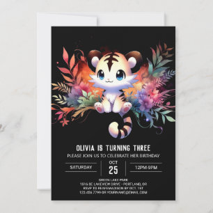 Convites Watercolor Jungle Tiger Birthday
