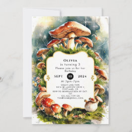 Convites Watercolor Kids Mushroom Birday