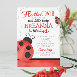 Convites Watercolor Ladybug Birthday