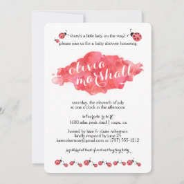 Convites Watercolor Ladybug Girl Baby Shower Invants