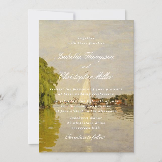 Convites Watercolor Landscape Wedding Invitation (Frente)
