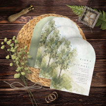 Watercolor Landscape Wedding Sage Green Arch ID786