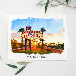 Convites Watercolor Las Vegas - Sinal Casamento