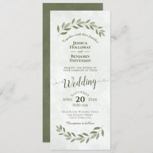 Convites Watercolor Laurel Deixa Casamento Verde Sage