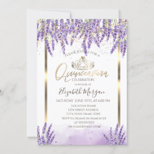 Convites Watercolor Lavanda,String Lights Quinceanera