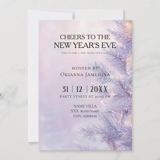 Convites Watercolor lavender New Year's Eve Party  (Frente)