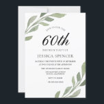 Convites Watercolor Leaf Womans significa 60º Aniversário C<br><div class="desc">Watercolor Leaf Womans significa 60º Aniversário Convidar Moderna elegante cor aquática Palha verde Variações ao convite e itens correspondentes em nossa loja</div>