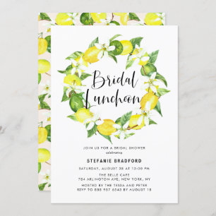 Convites Watercolor Lemon Blossom Wreath Bridal Lunchee