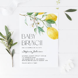 Convites Watercolor Lemon Buquê Summer Baby Brunch