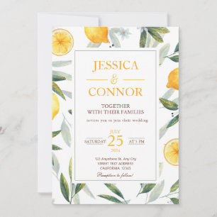 Convites Watercolor Lemon Citrus Floral Modern Weding