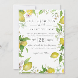 Convites Watercolor Lemon Citrus Fruta Invitation