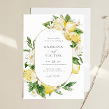 Watercolor Lemon Citrus Greenery White Floral