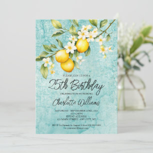 Convites Watercolor Lemon Themed 25 Birthday