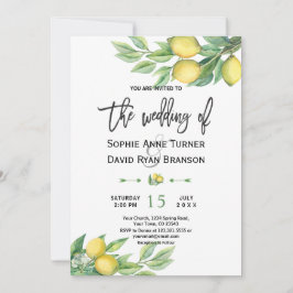 Convites Watercolor Lemon Tropical Hand Lettering Casamento