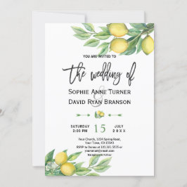 Convites Watercolor Lemon Tropical Hand Lettering Casamento