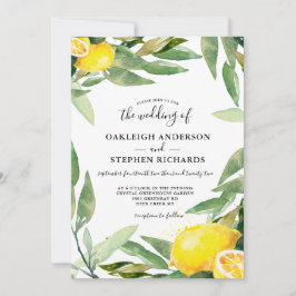 Convites Watercolor Lemon Wreath Boho Wedding
