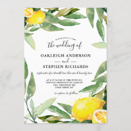 Convites Watercolor Lemon Wreath Boho Wedding