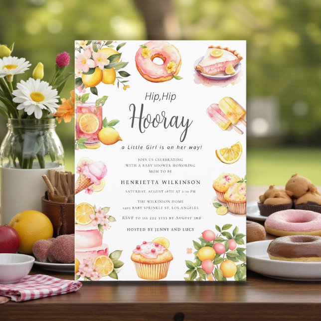 Convites Watercolor Lemonade Sweet Treats Baby Shower (Criador carregado)