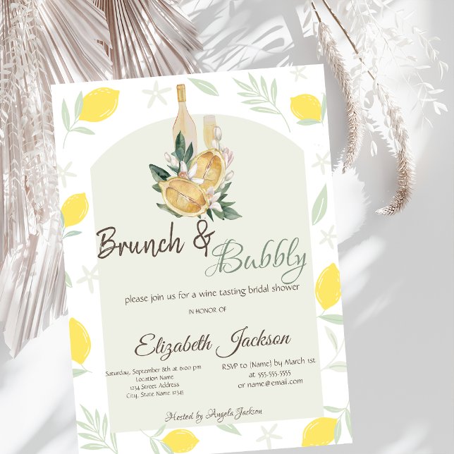 Convites Watercolor Lemons Frame Brunch e Bubble (Criador carregado)