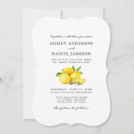 Convites Watercolor Lemons Greenery Casamento GB